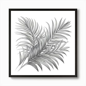 Line Art palm leaves Art Print