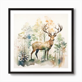 Deer In The Woods 1 Art Print