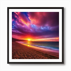 Sunset On The Beach 158 Art Print