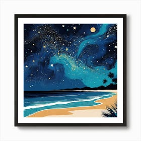 Starry Night At The Beach Art Print