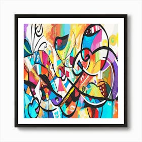 Dynamic Rhythms: A Colorful Abstract Design Embracing Energy and Movement in Modern Contemporary Art Art Print