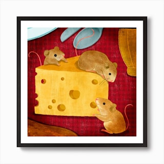 Mice And Cheese Square Art Print