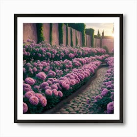 Rose Garden At Sunset Art Print