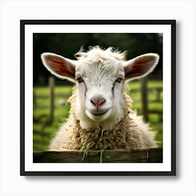 Fur Pet Cute Wool Farm Animal Wood Countryside Head Shot Country Head Graze Mammal Green (7) Art Print