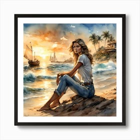 Relaxing at the Beach Art Print