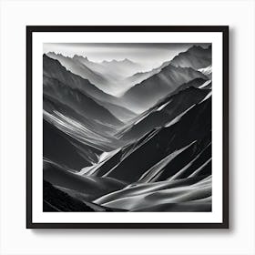 Black And White Mountains 3 Affiche