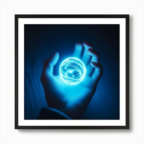 Hand Holding A Glowing Ball Art Print