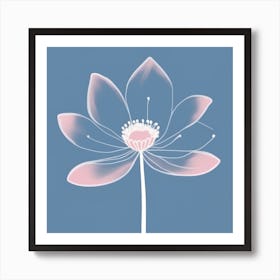 A White And Pink Flower In Minimalist Style Square Composition 538 Art Print