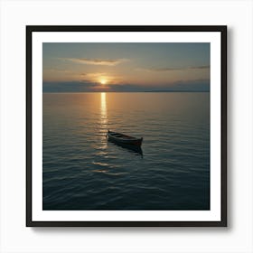 Small Boat At Sunset Art Print