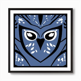 Chic Owl Black And Blue  Art Print