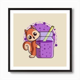 Cute Squirrel With A Smoothie Art Print