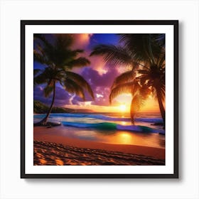 Sunset On The Beach 707 Art Print