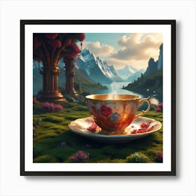 Tea Cup In The Garden Art Print