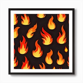 Flames On Black Background 21 Art Print