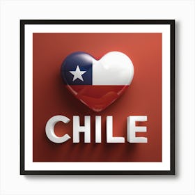 Chile Flag love heart Art Print