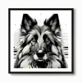 Shepard Head - Abstract Line Art Illustration 52 Art Print