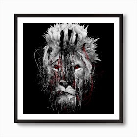 Lion Bw Square Art Print