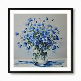 Blue Flowers In A Vase Art Print