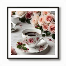 Coffee And Roses 17 Art Print