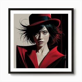 Woman In A Red Hat Art Print