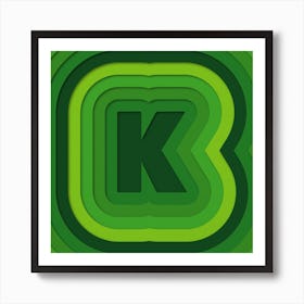 K Paper Alphabet  Art Print