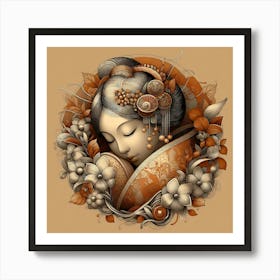 Japan Traditional Geisha Illustration By Ad 42 Art Print