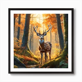 Deer In The Forest 121 Art Print