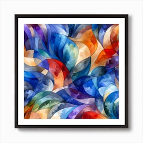 Abstract Watercolor Asymmetry Floral Flower Wall Art Art Print