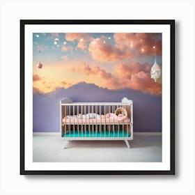 A Photo Of A Newborn Baby Sleeping In A Crib 1 Art Print