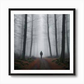 Man Walks Through A Forest Art Print
