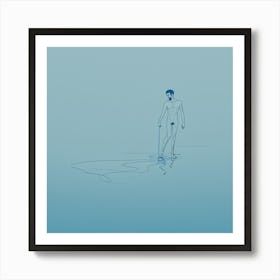 Man In The Water Drawing Art Print