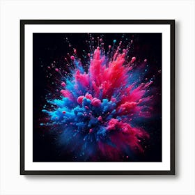 Color Explosion On Black Background Art Print