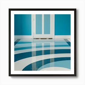 Blue And White Floor Art Print