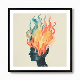 Depression Stress Burn-Out Hand Drawn Pastel Minimalist Illustration 2 Art Print