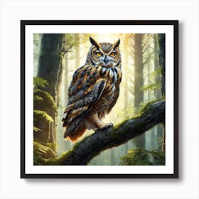 Owl In The Forest 221 Art Print