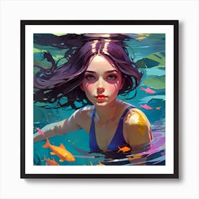 Mermaid Loves To Swim Poster