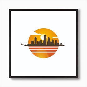 Sunset City Skyline Art Print