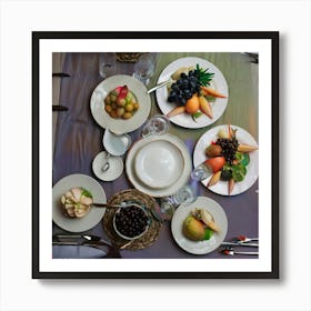 Table Setting With Fruit Art Print