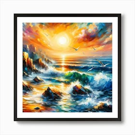 Sunset On The Sea 3 Art Print