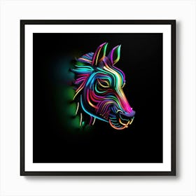 Neon Horse Head 3 Art Print