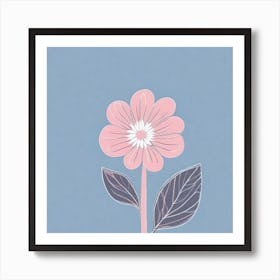 A White And Pink Flower In Minimalist Style Square Composition 387 Art Print