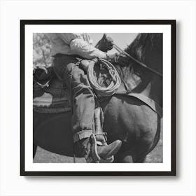 Ola, Idaho, Detail Of Cowboy On Horseback By Russell Lee Art Print