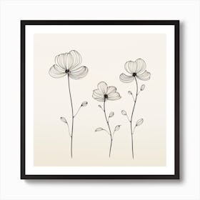 Flowers On A White Background 1 Art Print