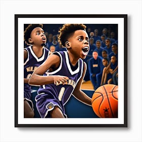 Basketball Player Dribbling Art Print