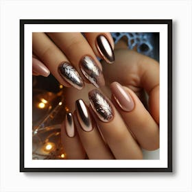 Gold And Silver Nails Art Print