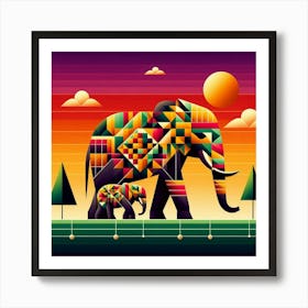 Two African Elephants Art Print