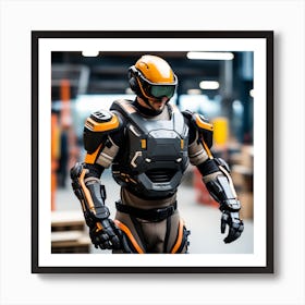 Futuristic Robot In Warehouse Art Print