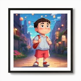 Boy In A City Art Print