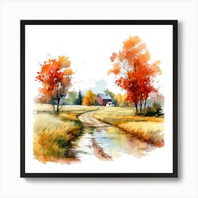 Watercolor Autumn Watercolor Painting Art Print