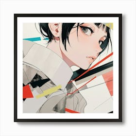 Anime Girl With Black Hair Art Print